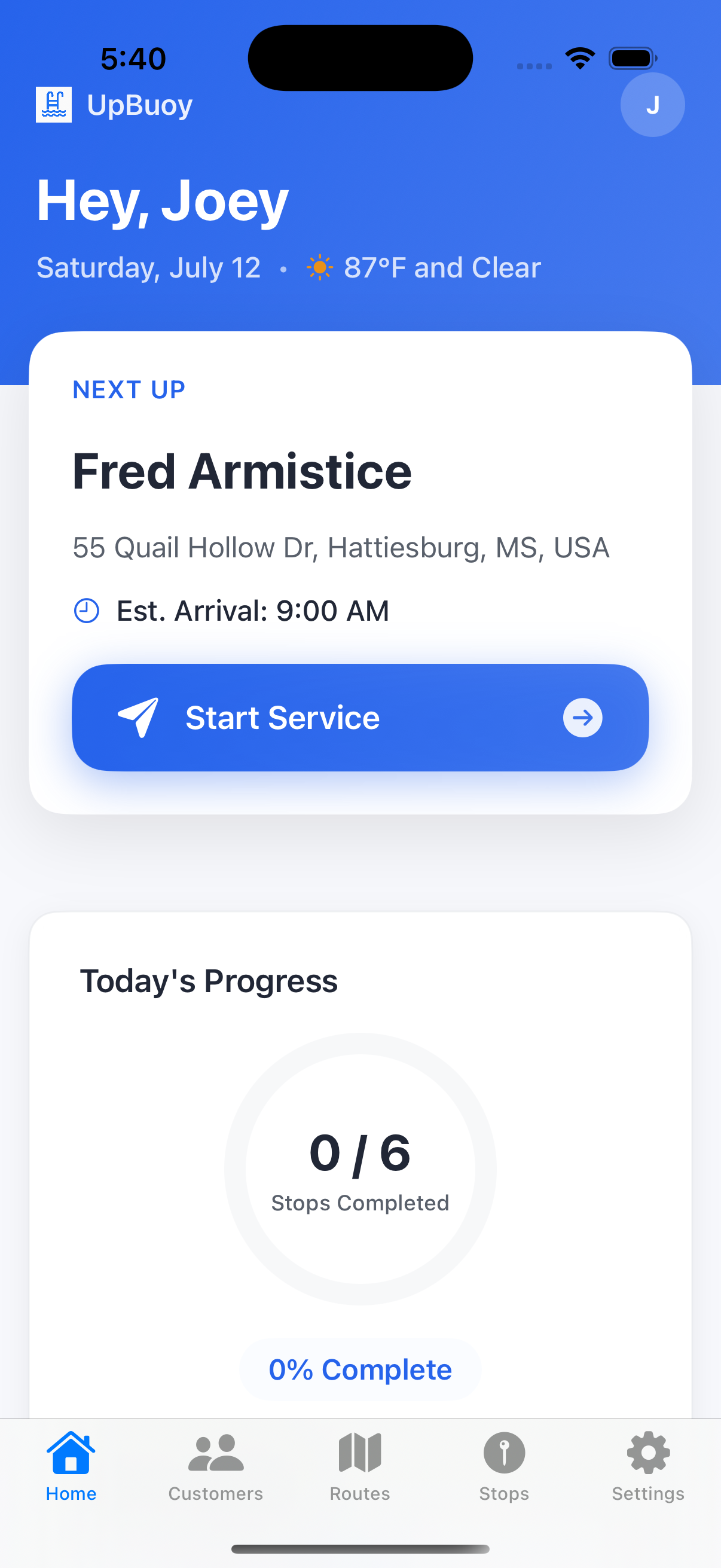 UpBuoy Mobile App Interface